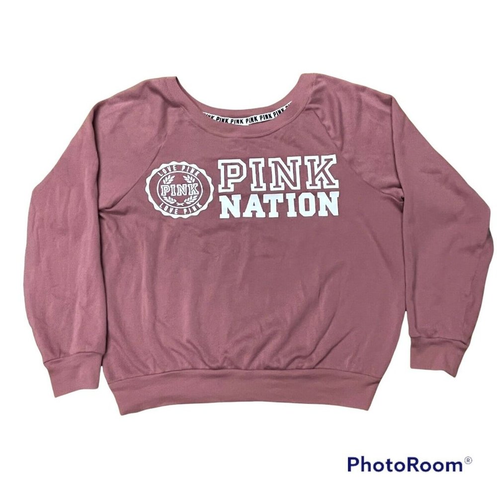 PINK NATION Junior's SWEATSHIRT Medium CREW NECK Victoria's Secret